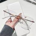 Ultra-Light Rimless Anti-Blue Plano Outdoor Fashionable Light-Changing UV-Proof Goggles Men Retro Sunglasses
