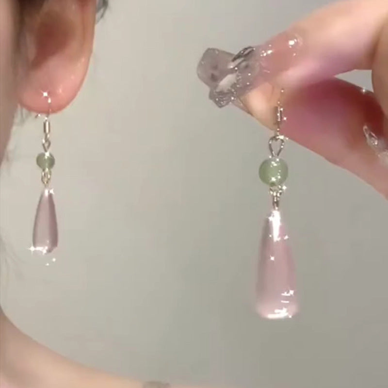 Chinese-Style Glass Bead Tassel Drop Earrings - view 11
