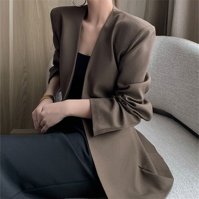 Women's Spring Korean Casual Blazer 2026 - Coffee