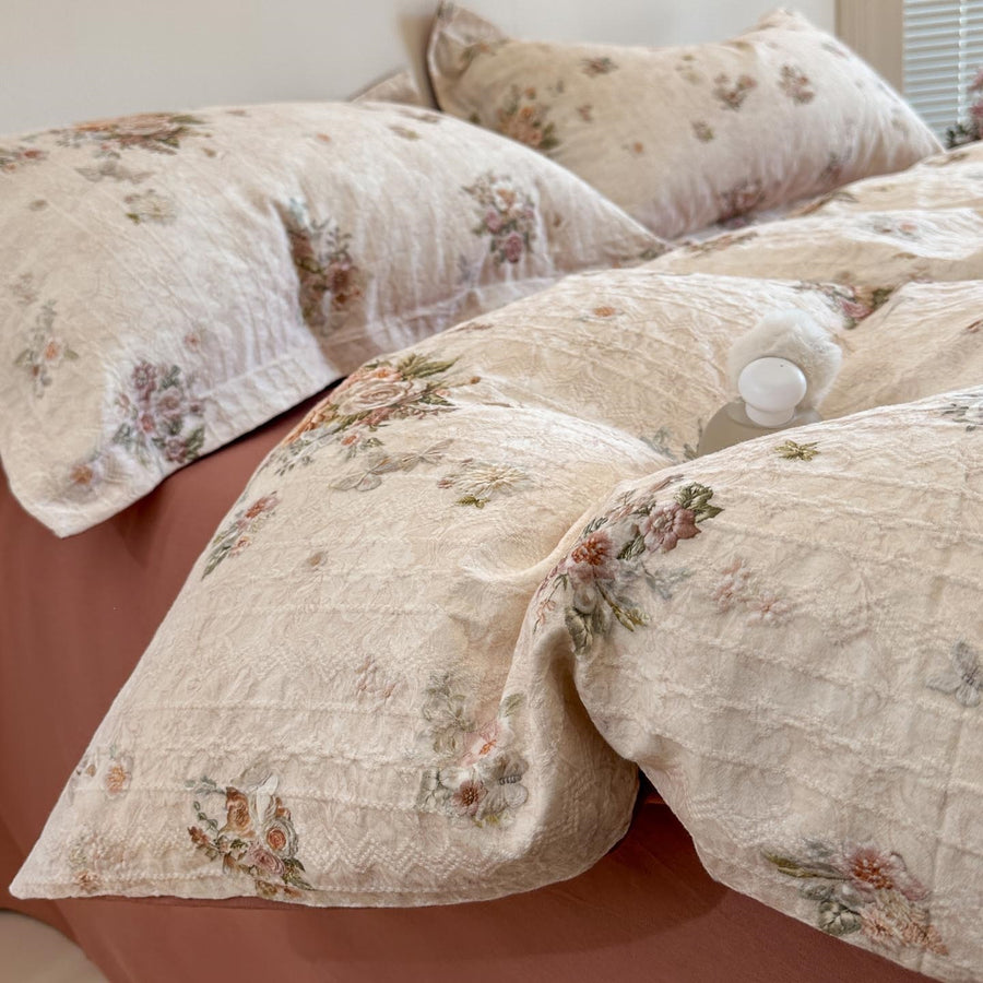 Violet Notes Floral Jacquard Cotton 4-Piece Bedding Set - view 2
