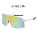 Overseas Hot Sale Fashionable Cycling Glasses Outdoor Sport One-Piece Big Frame Sunglasses Iridescent Reflective Mercury Sunglasses