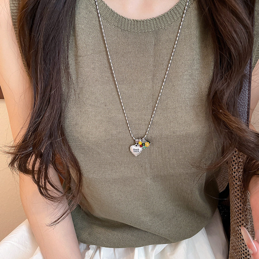 Korean Heart Pendant Pearl Necklace - view 3