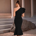 Women's One-Shoulder Ruffle Slimming Sexy Elegant Classic Evening Gown
