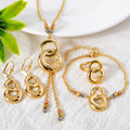 EU/US Import Bestseller Simple Breeze Pair Band Fringe Necklace Bracelet Set Earrings Ring Banquet Women Set