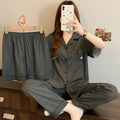 Women's Summer Japanese Short Sleeve Cardigan + Pants 3-Piece Set 2026 - 3-Piece Set Cardigan Apricot
