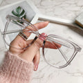 Big Frame Prescription Glasses Korean Bare Face Influencer Asymmetric Blue-Light Lens Frame Retro Plano Frame Finish Item Prescription Sunglasses