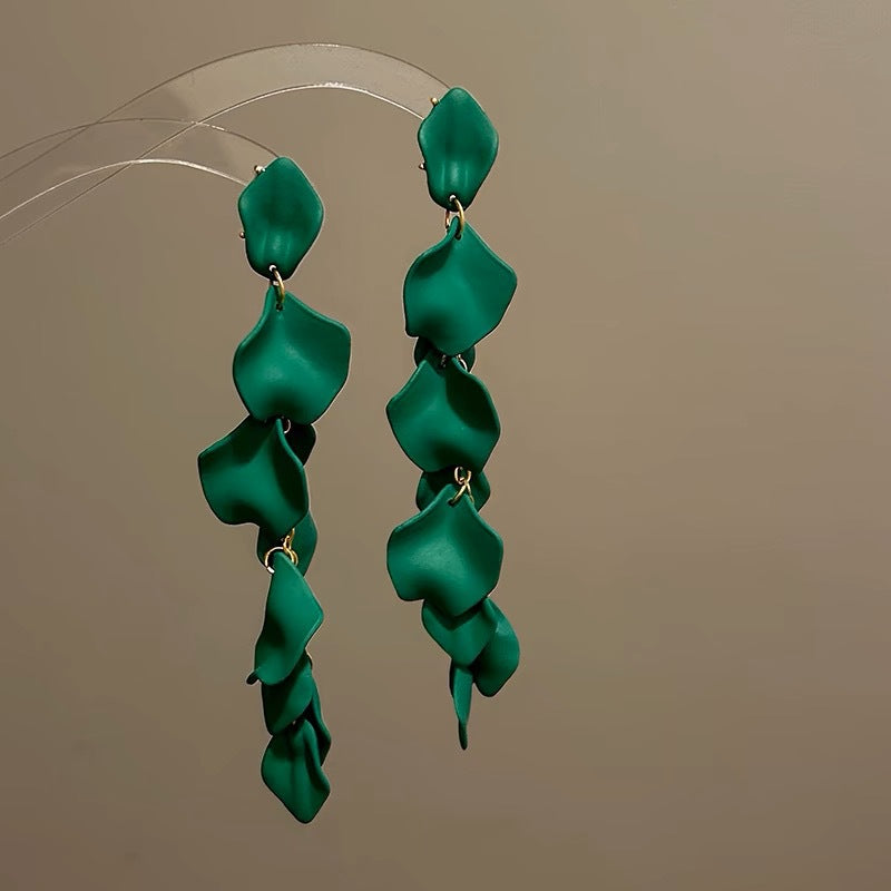 Rose Petal Long Statement Earrings - view 8