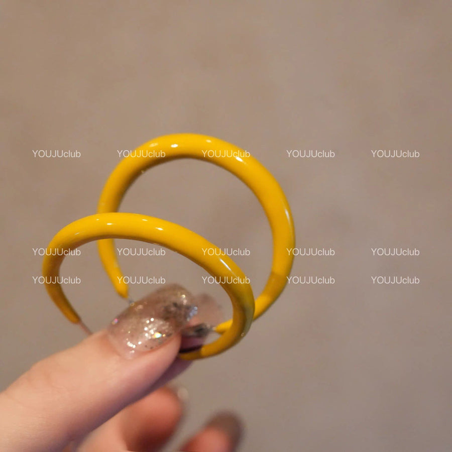 Yellow Flower Geometric Stud Earrings - view 6