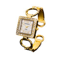 CANSNOW New Open End Bangle Watch Rhinestone Dial Square Girls Watch Cutout Bangle Watch In Stock
