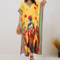 Women's Bohemian Ethnic Plus Size Printed Loose Dress + Skirt 2026 - Yellow
