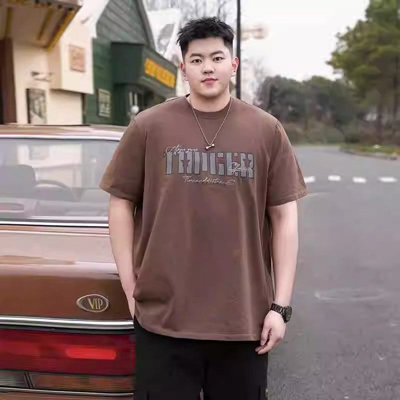 潮牌大码男装夏季新款重磅胖子宽松加肥加大纯棉套头半袖短袖T恤