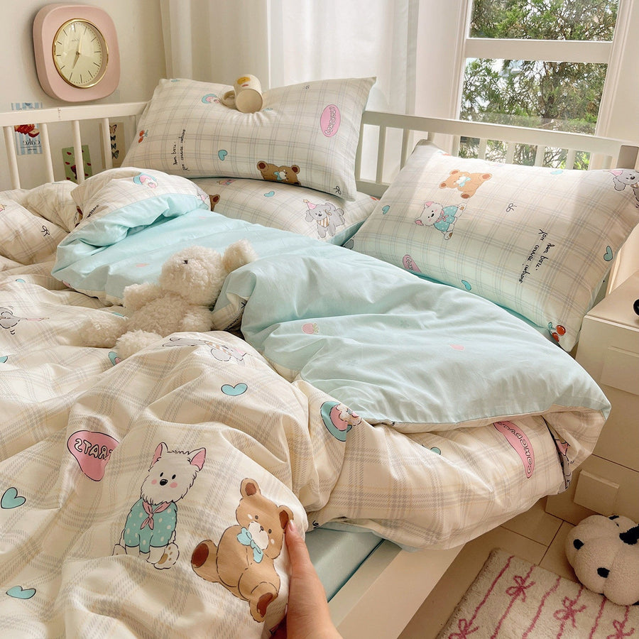 Flower Bunny 100% Cotton Fitted-Sheet 4-Piece Bedding Set - view 5