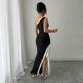 Women's Color Block Slit Elegant Maxi Dress