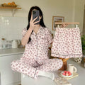 Women's Summer Japanese Short Sleeve Cardigan + Pants 3-Piece Set 2026 - 3-Piece Set Cardigan Apricot
