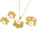 French Niche Flower Star Pearl Pendant Stud Earring Necklace Set Ring Set Fashionable Exquisite Light Luxury Earrings Women