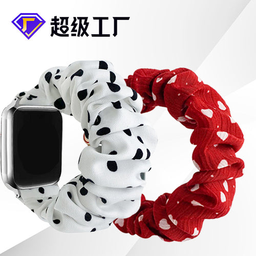 Overseas In Stock Polka Dot Large Scrunchie Watch Band Printed Women Fits apple iwatch Band Apple Hair Tie