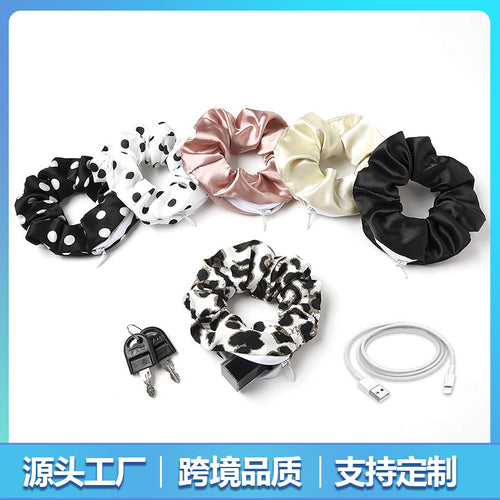 New Import Polka Dot Solid Invisible Zipper Large Cord Hair Tie Dispatch Tail Dispatch Tie Hair Tie Handmade