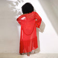 跨境轻奢亮片网纱吊带睡裙毛毛袖长款外袍女士性感家居服1240+872