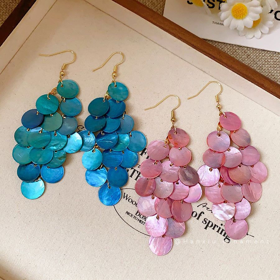 Shell Tassel Drop Earrings - view 2