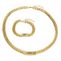 Classic Western Hip-Hop Punk Cuban Chain Necklace Bracelet Set Earrings Ring 4-Piece Set Present Jewelry