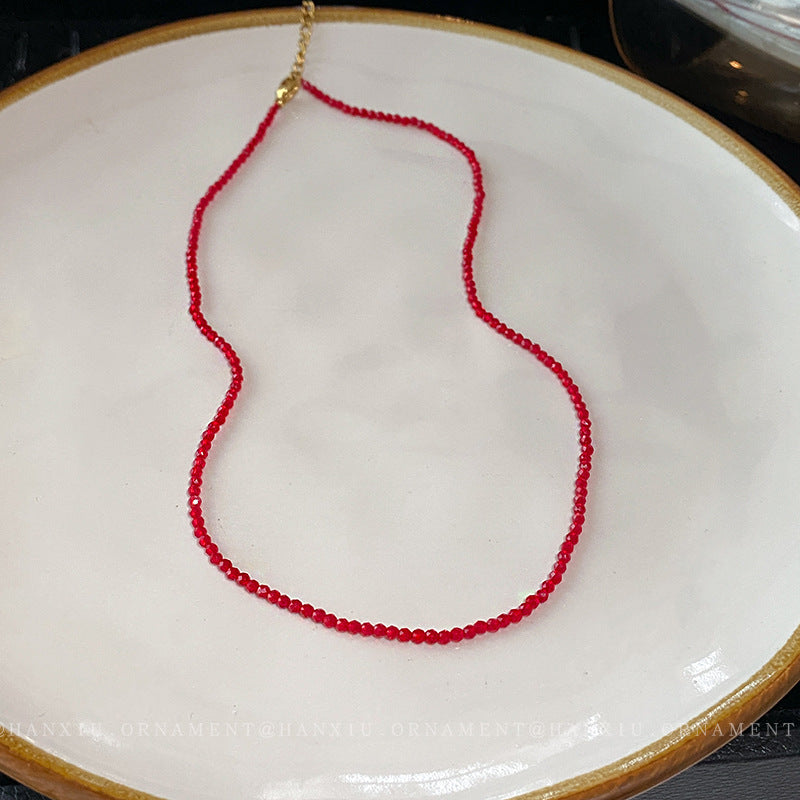 Chinese-Style Red Beaded Necklace - view 2