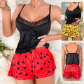菲韵欧美女士性感家居服套装蕾丝吊带爱心印花短裤睡衣两件套9003