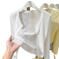 Women's Summer Korean Knit Long Sleeve Hollow-Out Sun-Protection Lightweight Cardigan - Gray