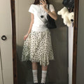 h1416 irregular polka dot cake short skirt for women in summer, thin a-line skirt for small people,