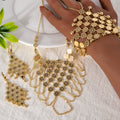 Overseas Western Bestseller Fashionable Simple Four Leaf Clover Fringe Bracelet Ring One-Piece Necklace Earrings Set Women Set
