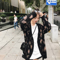 Women's Fall-Winter Korean Fashion Knit Wool Long Sleeve Loose Leopard Sweater + Card - Pink