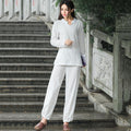 Women's Ethnic Casual Linen Cotton Long Sleeve 2-Piece Set 2026 - White