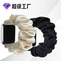 For apple iwatch Watch Band Overseas Layered Combo Crease Color Ding Shiny Thread Satin Stretch Large Scrunchie Apple Band
