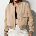 Women's Fall Stand Collar Jacket 2026 | Trendy Jacket - Apricot