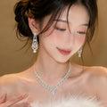 Sparkle Dream Coronation Imperial Breeze Full Diamond Teardrop Jewelry Set Retro Banquet Wedding Necklace Light Luxury Niche Necklace