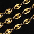 Western Necklace Set Stainless Plated 18K Gold Cutout Details Coffee Bean Chain Retro Hip-Hop Niche Personality Jewelry