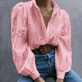 Women's Spring-Summer Casual Fashion Puff Sleeve Hollow-Out Loose Cardigan + Shirt 20 - White