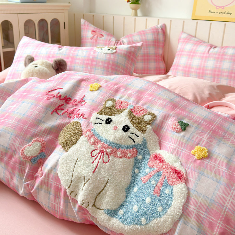 Tomato Kitten Embroidered Cotton 4-Piece Kids' Bedding Set - view 3