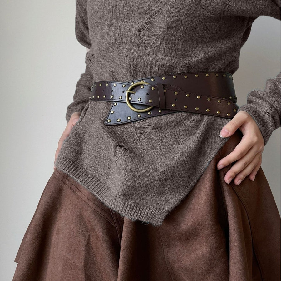 Punk Studded Leather Belt - view 4