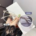 Light-Changing Prescription Glasses Overseas Trendy Style Fashionable Anti-Blue Oval Round Frame Plano Gray Photochromic Myopia Glasses