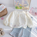 Girls' Lace Cartoon Embroidered Flared Jeans