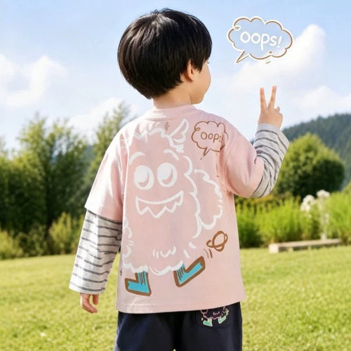 Boys' Faux Layered Long Sleeve T-Shirt - Fall Base Layer Style