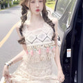 Women's Ethnic Trendy High Waist Hollow-Out Fringe Vest + Tank Top + Skirt 2-Piece Se - Two-Piece Set