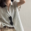 Women's Summer Office Mini Flutter Sleeve Short Sleeve Sleeveless Shirt 2026 - Gray