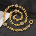 Turkey Breeze Classic Evil Eye Double-Layer Band Mutual Clasp Chain Fit Retro Exotic Necklace Bracelet Set Women Set