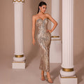 Women's Strapless Sequin Embellished Slim Fit Waist-Cinching Bodycon Premium ...