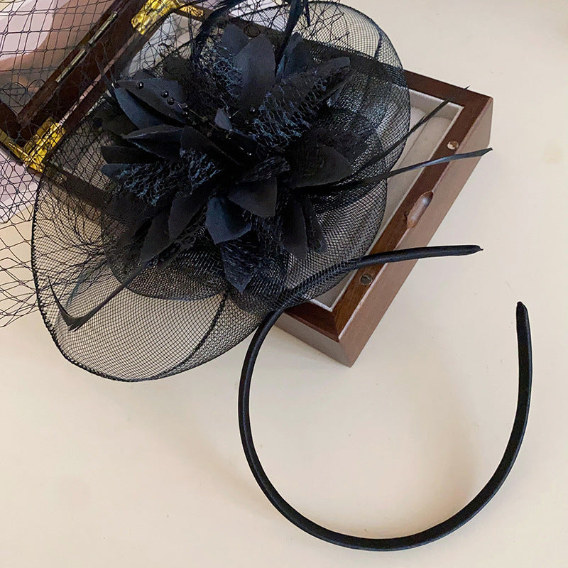 French Floral Feather Mesh Headband - view 6