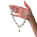 Ethiopia Nano Moonlight Rhinestone Teardrop Fringe Necklace Light Luxury Niche Clavicle Chain Wedding Gathering Ambience Jewelry Set