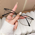 New Light-Changing Metal Half Brow Frame Glasses Formal Frame Anti-Blue Retro Frame Trendy Men Si Pattern Plano