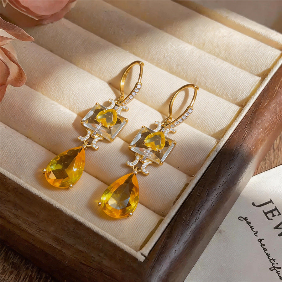 18K Gold-Plated Zircon Square Teardrop Huggie Earrings - view 6