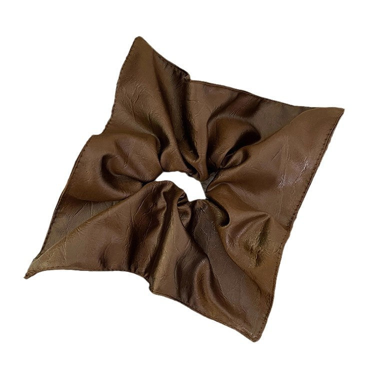 Vintage Brown Leather Scrunchie - view 5